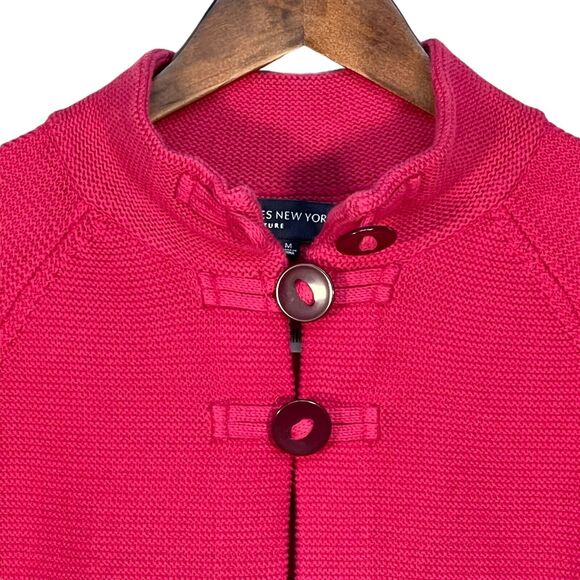 Jones New York 3-Button Cardigan Women Size M Pink Long Sleeve Knit Thick - Picture 2 of 10